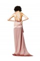 Vendeurs de Rose poussiéreux Trapèze Satiné Soyeux Longue Formelles Robes demoiselle d'honneur / Robes de soirée / Robes de bal
