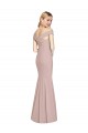 Vendeurs de Rose poussiéreux Trompette Épaule Dénudée Crêpe Stretch Longue Robes demoiselle d'honneur / Robes de bal