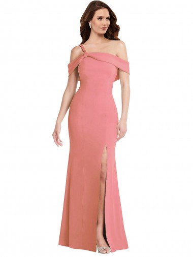 Vendeurs de Rose vif Trompette Crêpe Stretch Longue Robes demoiselle d'honneur / Robes de bal