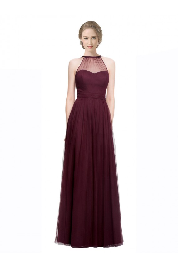 Vendeurs de Rouge 74 Trapèze Licou Illusion Tulle Longue Robes demoiselle d'honneur