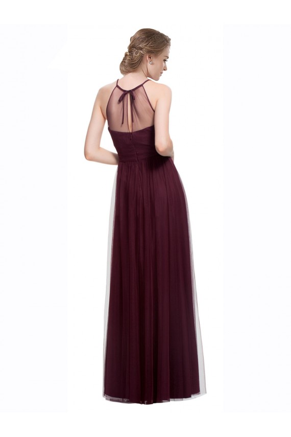 Vendeurs de Rouge 74 Trapèze Licou Illusion Tulle Longue Robes demoiselle d'honneur