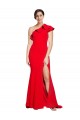Vendeurs de Rouge Fourreau Balayage train Crêpe Stretch Longue Robes demoiselle d'honneur / Robes de bal