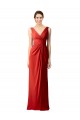 Vendeurs de Rouge Fourreau Col V Mousseline Longue Robes demoiselle d'honneur