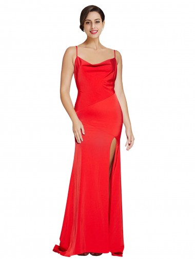 Vendeurs de Rouge Fourreau Sans bretelle Satiné Stretch Longue Formelles Robes demoiselle d'honneur / Robes de soirée / Robes de bal
