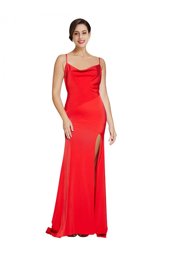 Vendeurs de Rouge Fourreau Sans bretelle Satiné Stretch Longue Formelles Robes demoiselle d'honneur / Robes de soirée / Robes de bal