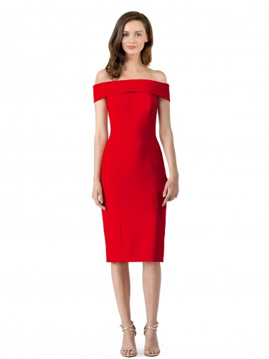 Vendeurs de Rouge Fourreau Épaule Dénudée Crêpe Stretch Courte Robes demoiselle d'honneur / Robes de soirée / Robes de cocktail