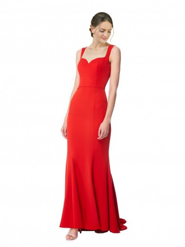 Vendeurs de Rouge Sirène Col Haut Crêpe Stretch Longue Formelles Robes demoiselle d'honneur / Robes de soirée / Robes de bal
