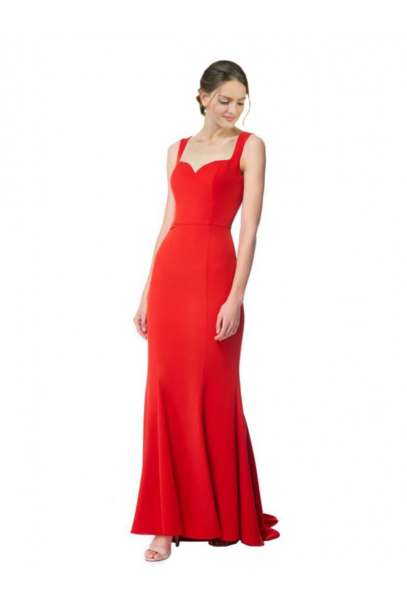 Vendeurs de Rouge Sirène Col Haut Crêpe Stretch Longue Formelles Robes demoiselle d'honneur / Robes de soirée / Robes de bal