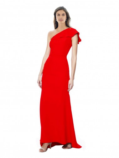 Vendeurs de Rouge Sirène Col Haut Crêpe Stretch Longue Formelles Robes demoiselle d'honneur / Robes de soirée / Robes de bal