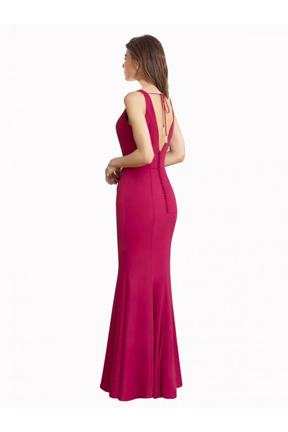 Vendeurs de Rouge Sirène Col V Mousseline Longue Robes demoiselle d'honneur / Robes de bal
