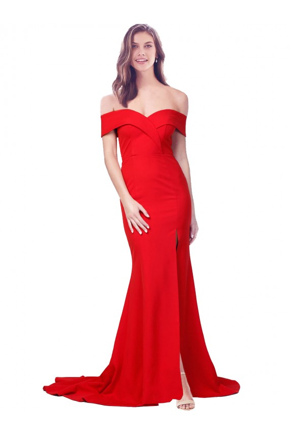 Vendeurs de Rouge Sirène Crêpe Stretch Longue Formelles Robes demoiselle d'honneur / Robes de soirée / Robes de bal
