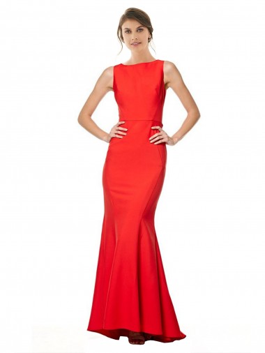 Vendeurs de Rouge Sirène Licou Col Haut Crêpe Stretch Longue Formelles Robes demoiselle d'honneur / Robes de soirée / Robes de bal