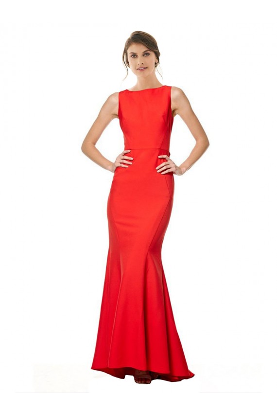 Vendeurs de Rouge Sirène Licou Col Haut Crêpe Stretch Longue Formelles Robes demoiselle d'honneur / Robes de soirée / Robes de bal