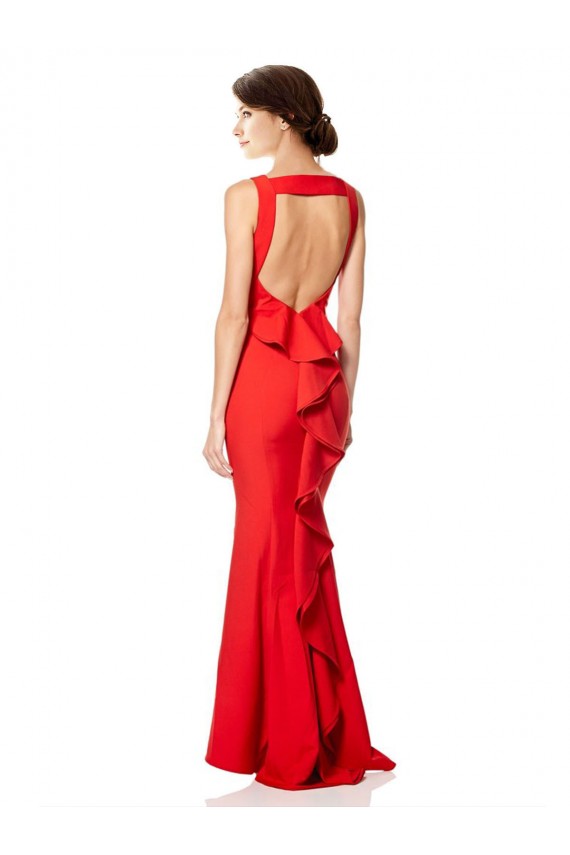 Vendeurs de Rouge Sirène Licou Col Haut Crêpe Stretch Longue Formelles Robes demoiselle d'honneur / Robes de soirée / Robes de bal