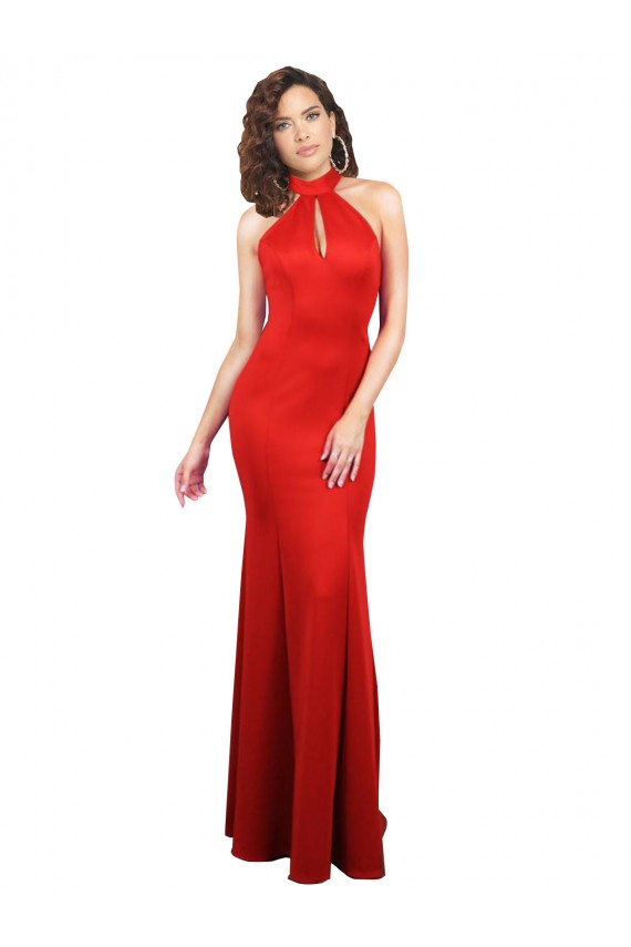 Vendeurs de Rouge Sirène Licou Satiné Stretch Longue Formelles Robes demoiselle d'honneur / Robes de soirée / Robes de bal