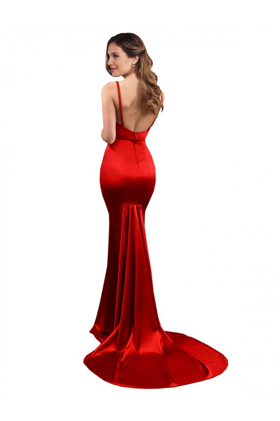 Vendeurs de Rouge Sirène Satiné Stretch Longue Formelles Robes demoiselle d'honneur / Robes de soirée / Robes de bal