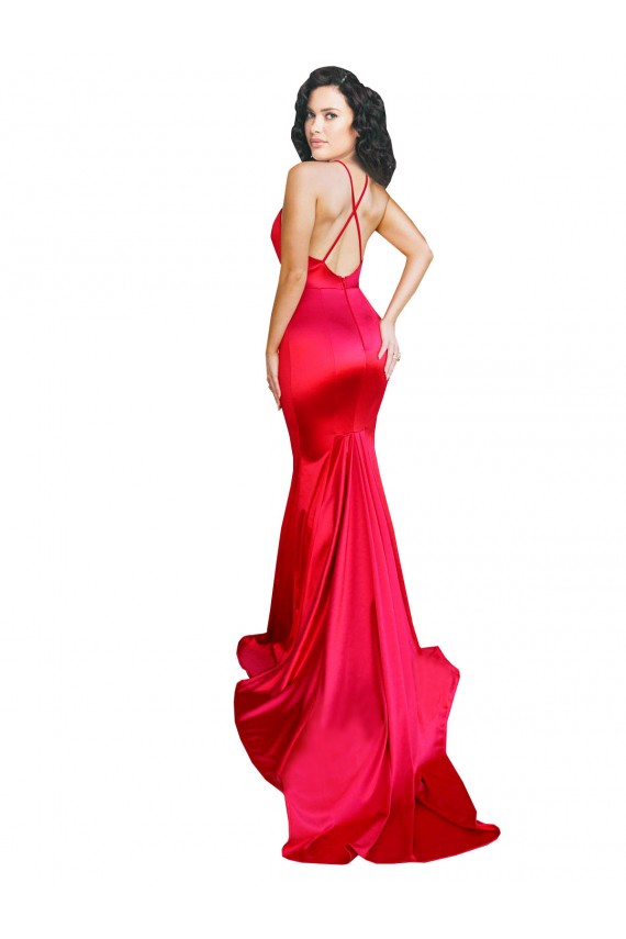 Vendeurs de Rouge Sirène Satiné Stretch Longue Formelles Robes demoiselle d'honneur / Robes de soirée / Robes de bal