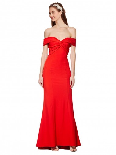 Vendeurs de Rouge Sirène Épaule Dénudée Crêpe Stretch Longue Formelles Robes demoiselle d'honneur / Robes de soirée / Robes de bal