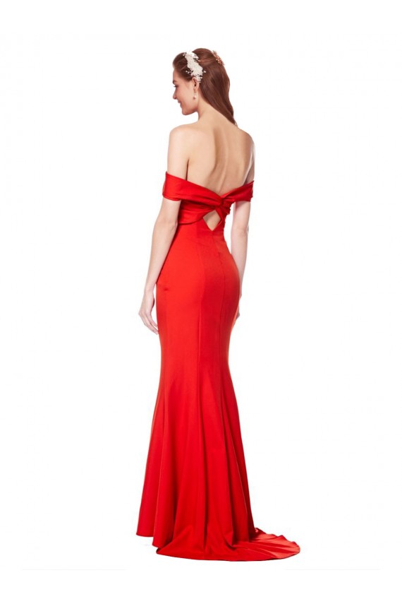 Vendeurs de Rouge Sirène Épaule Dénudée Crêpe Stretch Longue Formelles Robes demoiselle d'honneur / Robes de soirée / Robes de bal