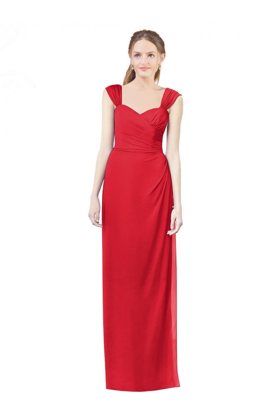 Vendeurs de Rouge Trapèze Mousseline Longue Robes demoiselle d'honneur
