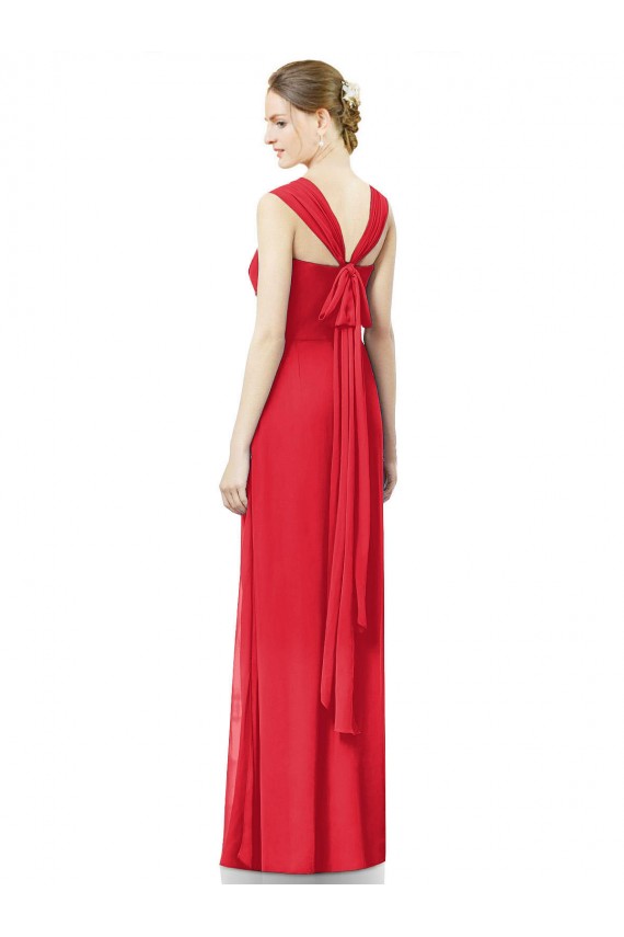 Vendeurs de Rouge Trapèze Mousseline Longue Robes demoiselle d'honneur