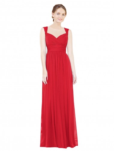 Vendeurs de Rouge Trapèze Mousseline Longue Robes demoiselle d'honneur