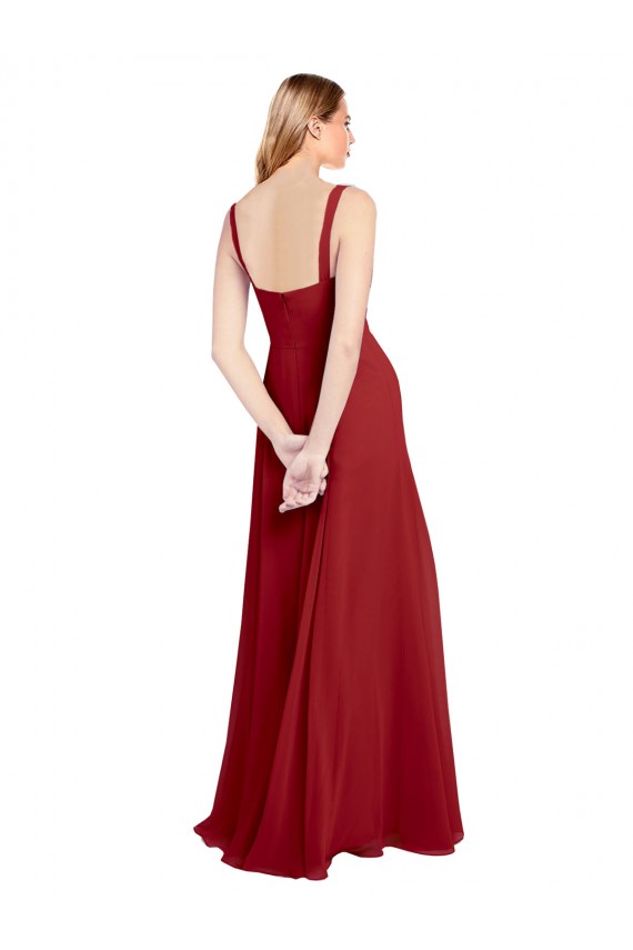 Vendeurs de Rouge Trapèze Mousseline Longue Robes demoiselle d'honneur