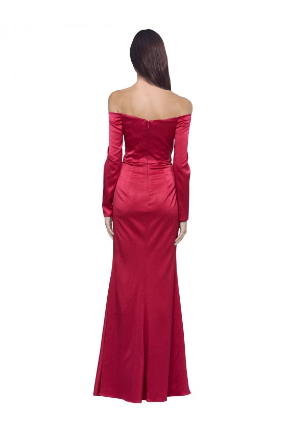 Vendeurs de Rouge foncé Fourreau Satiné Stretch Longue Formelles Robes demoiselle d'honneur / Robes de soirée / Robes de bal