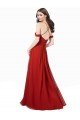 Vendeurs de Rouge foncé Trapèze Col V Mousseline Longue Robes demoiselle d'honneur