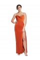 Vendeurs de Rust Fourreau Bretelles spaghetti Balayage train Satiné Stretch Longue Formelles Robes demoiselle d'honneur / Robes de soirée / Robes de bal