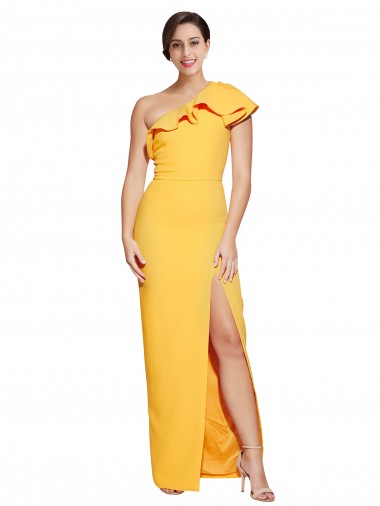 Vendeurs de Safran Fourreau Crêpe Stretch Longue Formelles Robes demoiselle d'honneur / Robes de soirée / Robes de bal