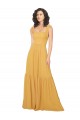 Vendeurs de Safran Trapèze Col Carré Mousseline Longue Robes demoiselle d'honneur