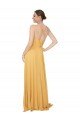 Vendeurs de Safran Trapèze Col V Mousseline Longue Robes demoiselle d'honneur