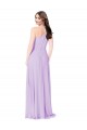 Vendeurs de Safran Trapèze Col V Mousseline Longue Robes demoiselle d'honneur