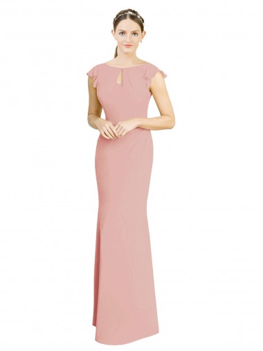 Vendeurs de Sirène Col Bateau Col Haut Mousseline Longue Robes demoiselle d'honneur