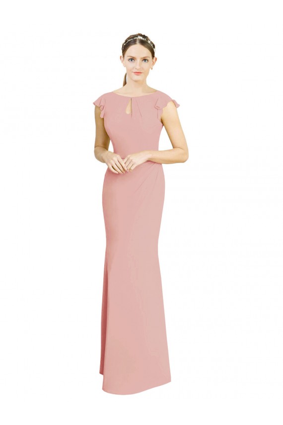 Vendeurs de Sirène Col Bateau Col Haut Mousseline Longue Robes demoiselle d'honneur