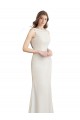 Vendeurs de Sirène Col Bateau Col Haut Mousseline Satiné Longue Robes demoiselle d'honneur
