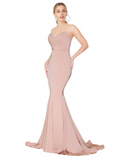 Vendeurs de Sirène Col Haut Crêpe Stretch Longue Formelles Robes demoiselle d'honneur / Robes de soirée / Robes de bal
