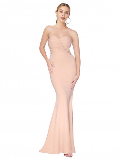 Vendeurs de Sirène Col Haut Crêpe Stretch Longue Formelles Robes demoiselle d'honneur / Robes de soirée / Robes de bal