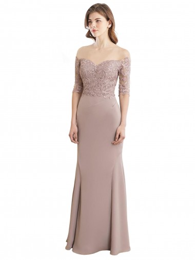 Vendeurs de Sirène Col Haut Mousseline Dentelle Longue Robes demoiselle d'honneur