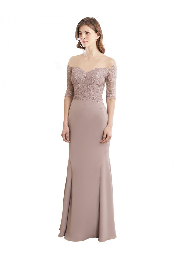 Vendeurs de Sirène Col Haut Mousseline Dentelle Longue Robes demoiselle d'honneur