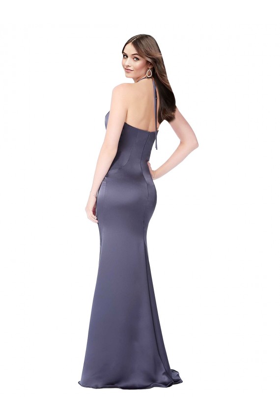 Vendeurs de Sirène Licou Satiné Soyeux Longue Formelles Robes demoiselle d'honneur / Robes de soirée / Robes de bal