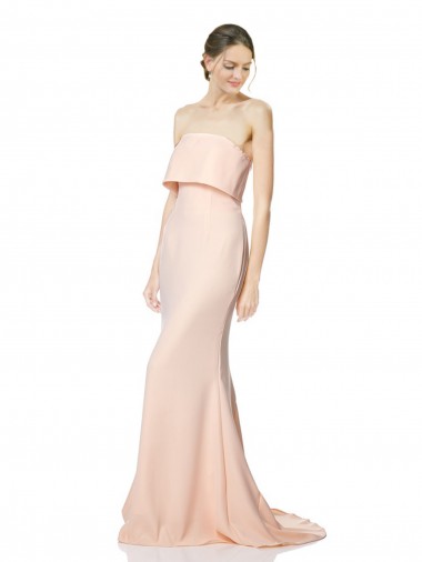 Vendeurs de Sirène Sans bretelle Col Haut Crêpe Stretch Longue Formelles Robes demoiselle d'honneur / Robes de soirée / Robes de bal