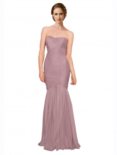 Vendeurs de Sirène Sans bretelle Tulle Longue Robes demoiselle d'honneur