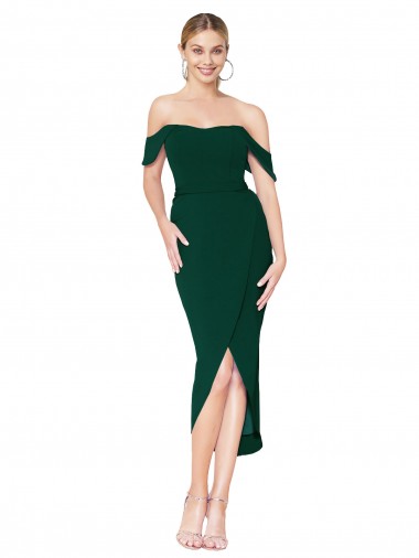 Vendeurs de Sirène Épaule Dénudée Col Haut Crêpe Stretch Courte Asymétrique Robes demoiselle d'honneur / Robes de soirée / Robes de cocktail