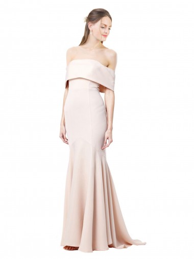Vendeurs de Sirène Épaule Dénudée Col Haut Crêpe Stretch Longue Formelles Robes demoiselle d'honneur / Robes de soirée / Robes de bal