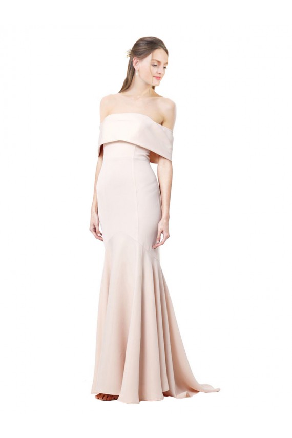 Vendeurs de Sirène Épaule Dénudée Col Haut Crêpe Stretch Longue Formelles Robes demoiselle d'honneur / Robes de soirée / Robes de bal