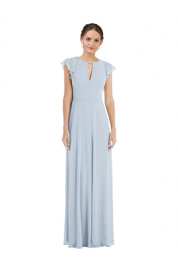 Vendeurs de Trapèze Bateau Mousseline Longue Formelles Robes demoiselle d'honneur / Robes de soirée