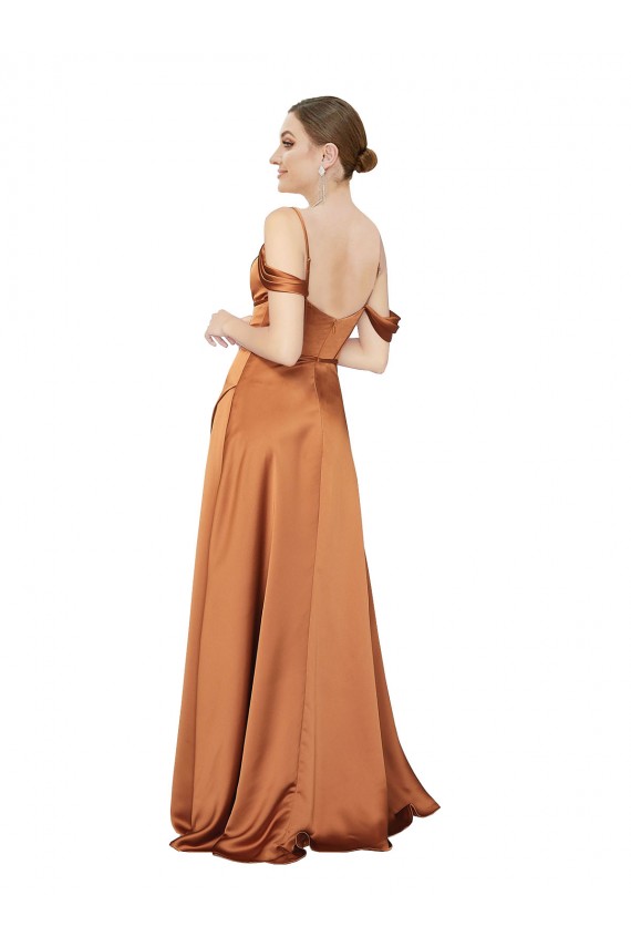 Vendeurs de Trapèze Bretelles spaghetti Satiné Soyeux Longue Formelles Robes demoiselle d'honneur / Robes de soirée / Robes de bal