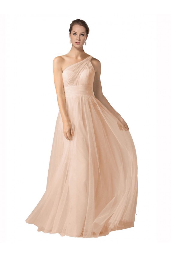 Vendeurs de Trapèze Bretelles spaghetti Tulle Longue Robes demoiselle d'honneur